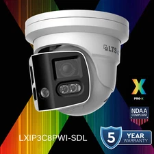 LXIP3C8PWI-SDL PRO-X IP 2x4MP 180 Angle Pano Deterrence 2 Ways Audio Ai Camera