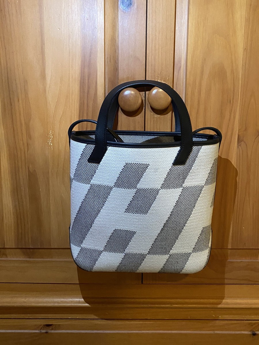 Hermes Swift H Canvas Cabas H En Biais 27 Black Ecru | eBay