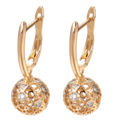 Elegant earrings drop earrings hoop huggie 585 RG rose gold glass ball earrings