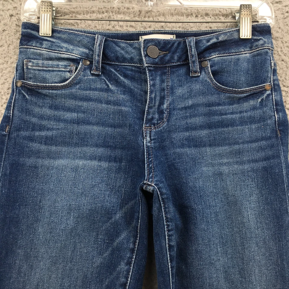 Женские шорты на коленях Paige Bermuda Jax 25 (фактические 28x10) синие джинсовые с заниженной талией с манжетами - Изображение 2 из 4