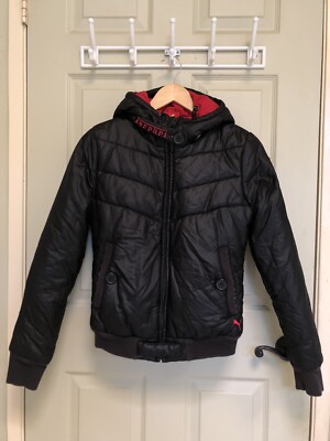 Puma Ferrari Black Hooded Puffer Jacket - Women s Size XS