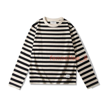 Men's Casual T-Shirt - Navy Color Block Striped Design, Loose Comfort Fit, Polyester Blend, Short Sleeve Round Neck-1052645