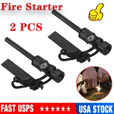 2x Fire Starter Flint Steel Striker Survival Kit Ferro Rod Outdoor Camping Tool