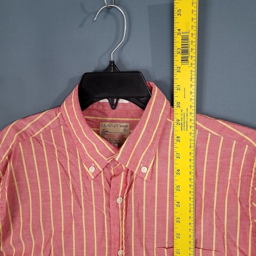 Gant The Hugger Youth Teens Button Up Shirt Long Sleeve Orange Stripe Size L - Picture 4 of 12