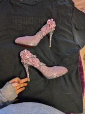 Gorgeous Pink Floral Wedding Bridal Evening Party 9.5/ Uk 41 High Heel Shoes