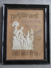 Alte Wandspruch Bild Stickerei Holz Rahme