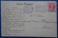 Belgique, carte avènement Albert 1er, avec flamme Exposition de Bruxelles, 1910