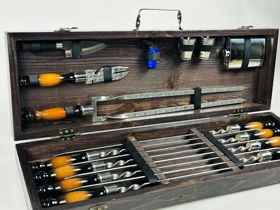 Skewers set grill set barbecue set shashlik gift UKRAINE 7608 - Image 4 of 4