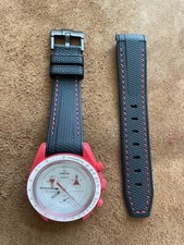 20mm BLACK vulcanIzed rubber rolex GMT Sub Swatch Moonswatch RED Mars