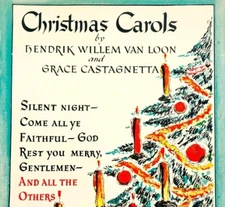 1937 Christmas Carols Song Book PB 1st Edition Illustrated Hendrik Van Loon E48