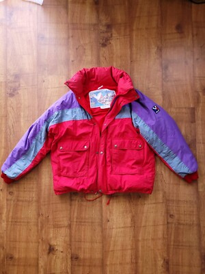 Millet vintage puffer jacket down made in france 80's blue and red