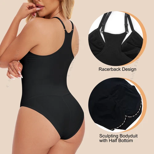 Women Seamless Racerback Body Shaper Tummy Control Slimming Shapewear Bodysuit - Picture 9 of 21