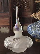 A gorgeous Modernist  perfume bottle With Glass Stopper For Perfume New 5”Tall