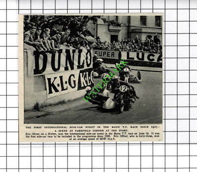Manx TT Race Eric Oliver  - c.1954 Cutting