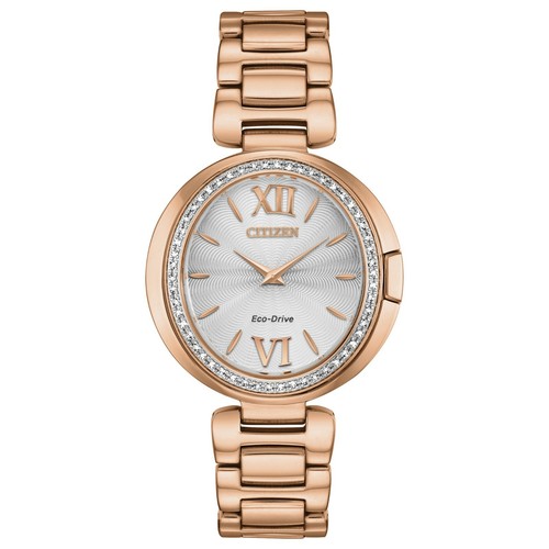 Citizen Capella Eco-Drive Women's Diamond Accent Pink Gold Watch 34MM EX1503-54A