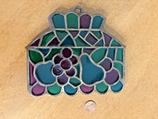 Vintage Stained Glass And Cast Metal  Trivet “Tiffany Style” Large 6.25"