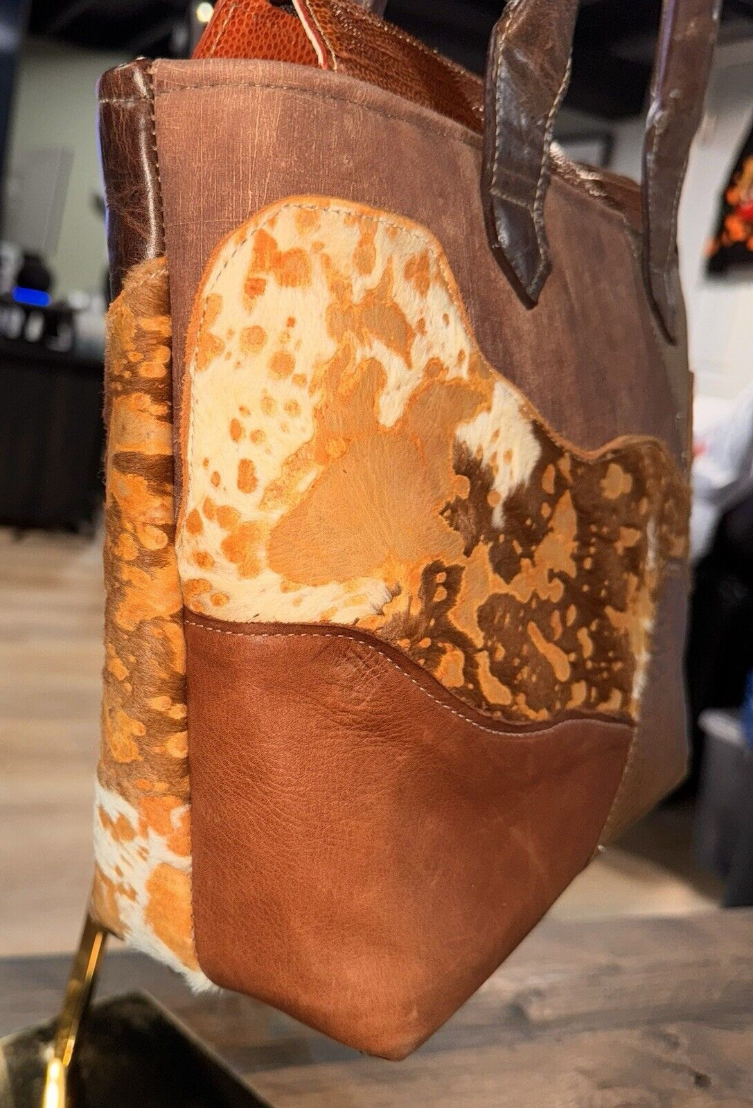 KENT STETSON Brown Patchwork Leather Shoulder Bag… - image 5