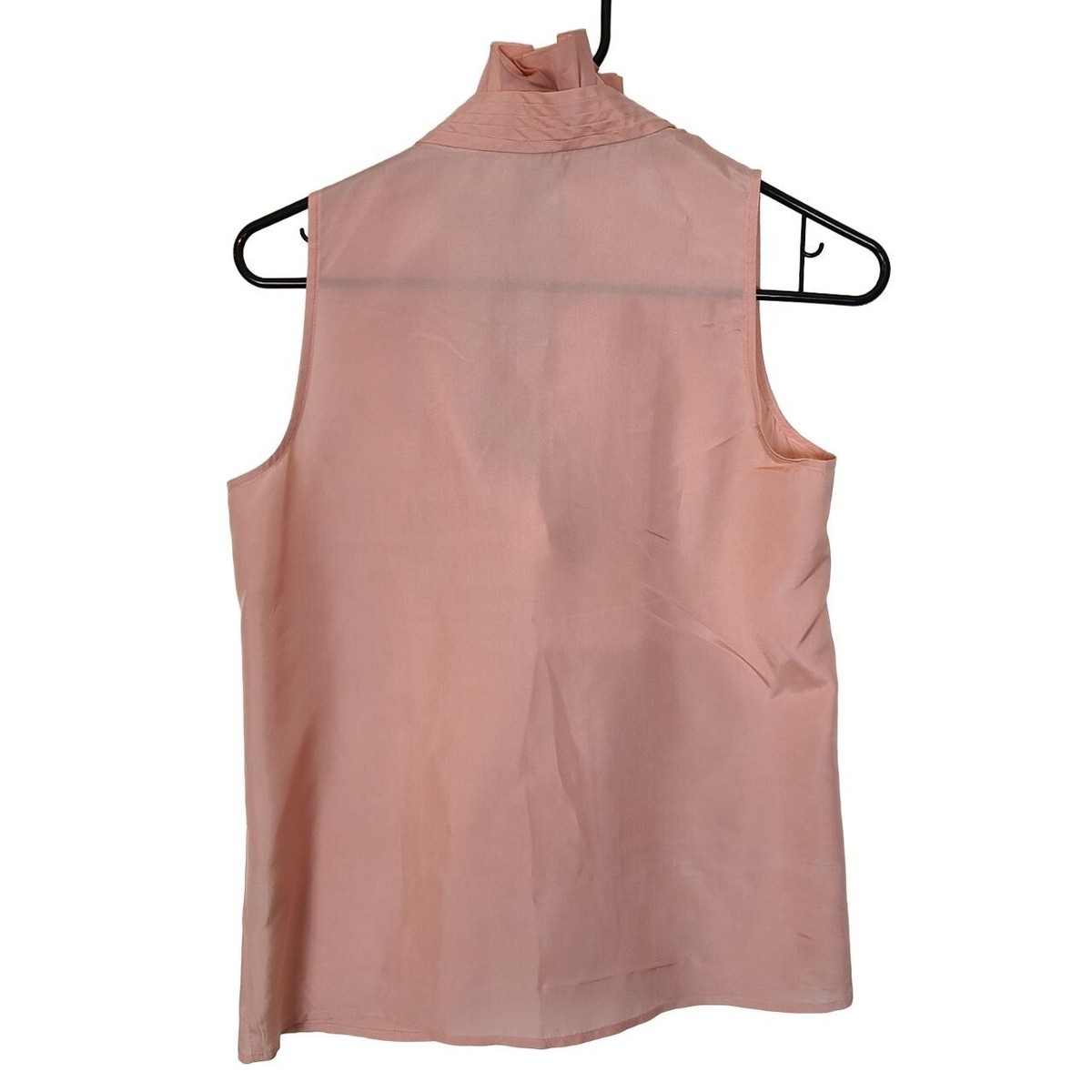 J. Crew Womens 0 Pink Sleeveless Ruffle Button Front Pintuck Silk