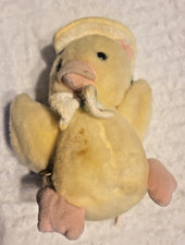 Vintage Working Bantam Musical Wind-Up Easter Duck Toy Plush Go To Sleep Lullaby