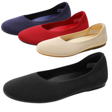 Women Slip On Flat Shoes Knit Comfortable Casual Office Work Ballet Flats Shoes