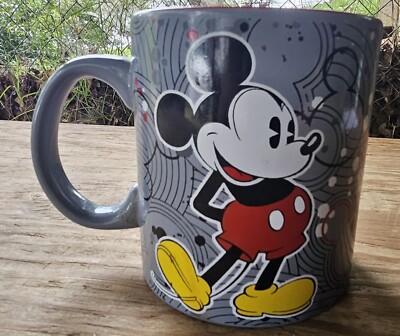 Mickey Mouse Coffee Cup Disney Ceramic Mug Oversize 20 Oz Gray Red Yellow |  eBay