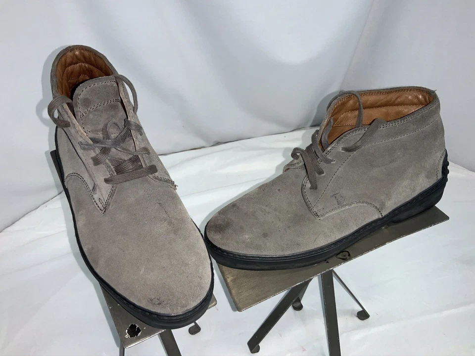 Tod's ботильоны размер 6,5 женщин серый замшевый кружева Vibram подошва Италии YGI G0S-81 - Изображение 2 из 4