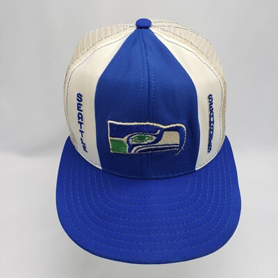 Vintage Seattle Seahawks NFL AJD Lucky Stripes Trucker Snapback Cap Hat OSFA USA