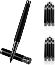 Amaxiu Luxury Fountain Pen Set, 0.5Mm Fine Nib Metal Fountain Pen with Converter