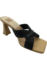 Dolce Vita Woven Heeled Mules Nitro Black Raffia