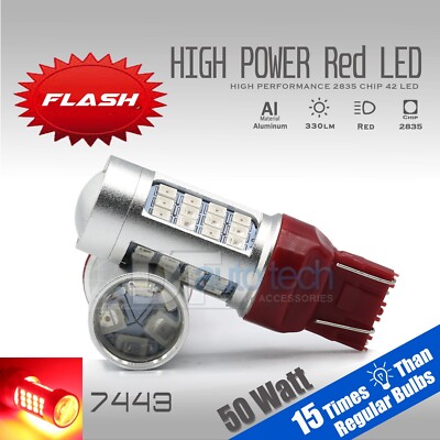 7443 7440 7444 LED Brake Strobe Safety Flashing Bright Tail Parking Bulbs Light