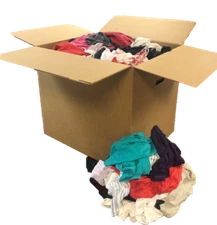 Box of Colored T-Shirt Rags - Low Lint, Very Absorbent! (50 LB)