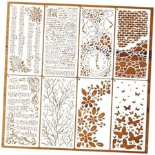 8 Pieces Stencils for Crafts Reusable Branches Musical Notes Stencil 8 branches