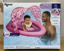 NEW AQUA ADJUSTABLE SEAT PINK MERMAID  SPRING BABY FLOAT 6-24 MTHS UPF 50 CANOPY