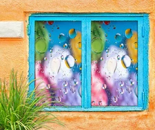 3D Glass Drops ZHUA198 Window Film Print Sticker Cling Stained Glass UV Zoe