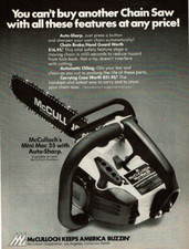 1977 Vintage Print Ad McCulloch's Mini Mac 35 Auto Sharp You can buy Chain Saw