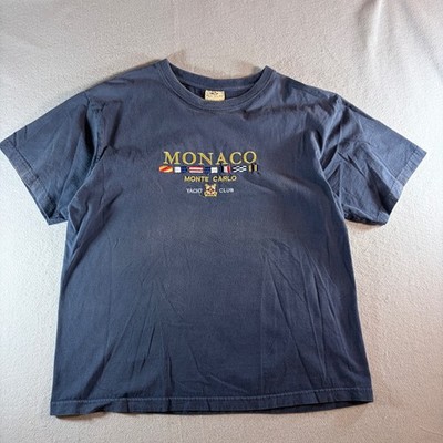 Monaco Monte Carlo Yacht Club Embroidered Navy Blue T-Shirt Mens XL