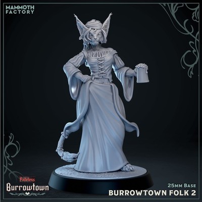 Burrowtown Folk - Pose 1 - Tabaxi | Mammoth Factory | D&D | 25mm