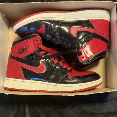 Jordan Air Jordan 1 Retro High OG GS Black/Red Patent Leather 6Y 575441-063