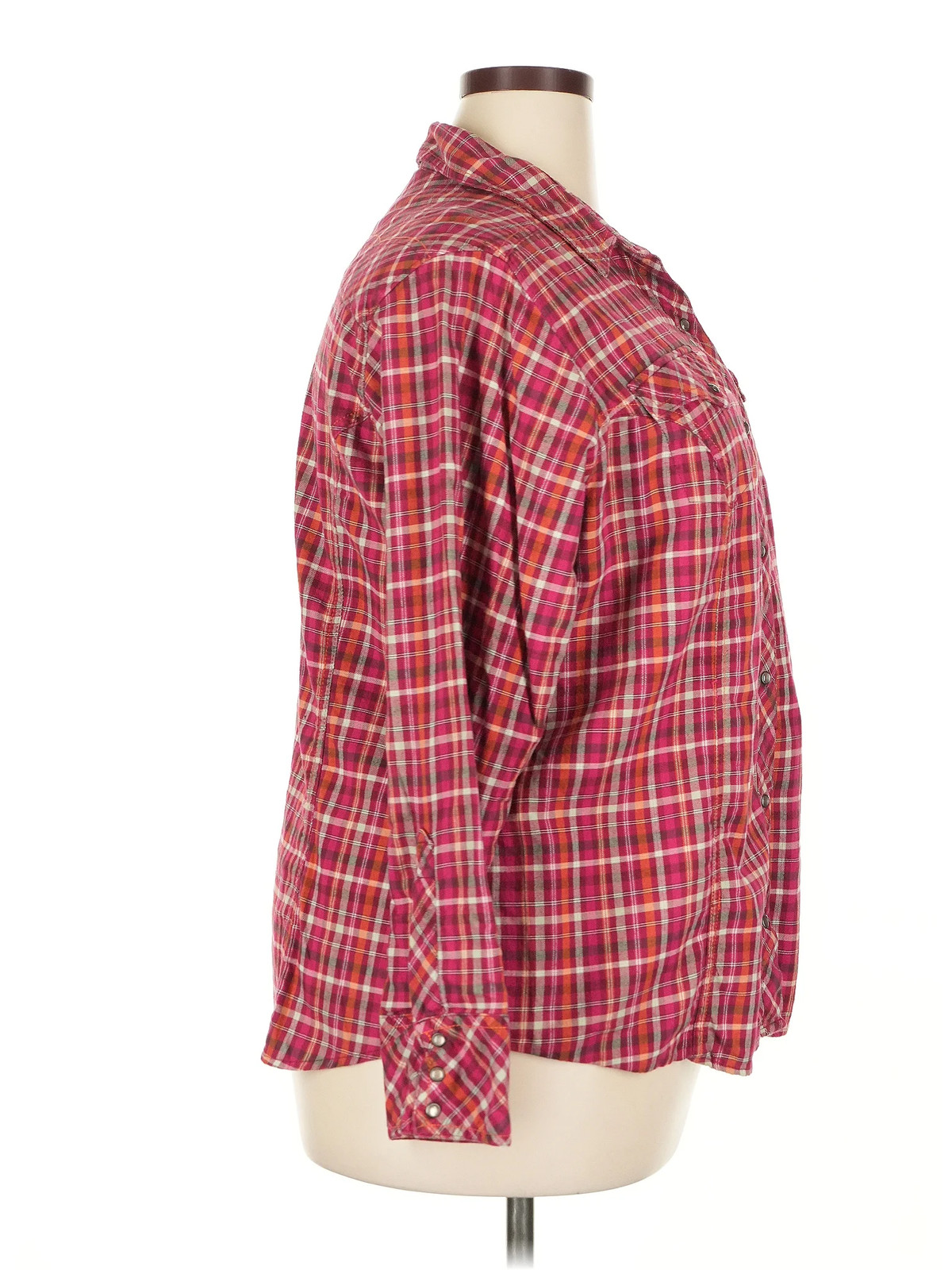 Columbia Women Red Long Sleeve Button-Down Shirt 2X Plus thumbnail 3