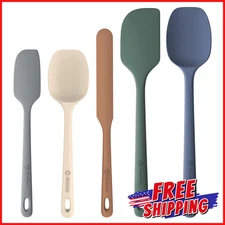 5PCS SILICONE SPATULA SET Food Grade Rubber Ergonomic Grip Handle Heat Resistant