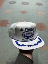 Vintage trucker hat mesh cap st Thomas Virgin Islands captain patch blue leaf