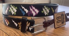 VTG Y2K Teen Belt - Skull  Crossbones Lightening Bolts Route 66 Brand Kmart 40  