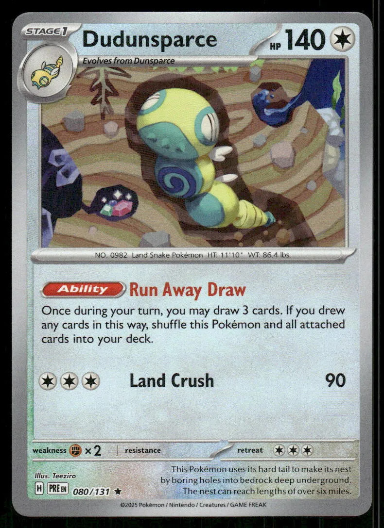 Dudunsparce #80/131 2025 Prismatic Evolutions Poke Ball Reverse Holo