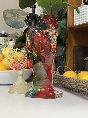 Vintage Murano Lovers Embrace Couple Signed Art Glass Sculpture - Hand Signed