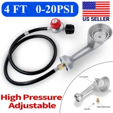 4 FT High Pressure Adjustable 20 PSI Propane Hose with Regulator & Burner Head