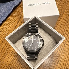 Michael Kors Men’s Black Stainless Steel Quartz Date Watch 45mm 50m Box