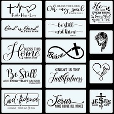 14PCS Christian Stencils Painting on Wood, Bible Sign Motivational Saying Fai...