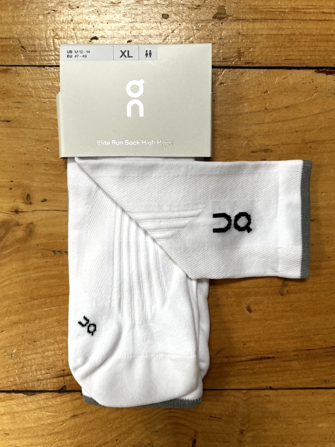 On Running Men's Elite Run Sock High Hyper, White, NEW, Size XL