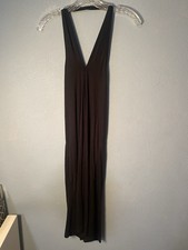 Black Recycled Fabric Maxi Dress V-Neck Strappy Sleeveless Pullover M Women