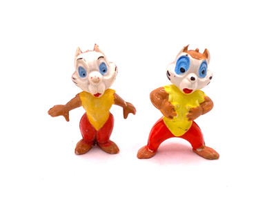 2 Figuren Chip und Chap A-Hörnchen B-Hörnchen Disney Heimo 60er 4 cm